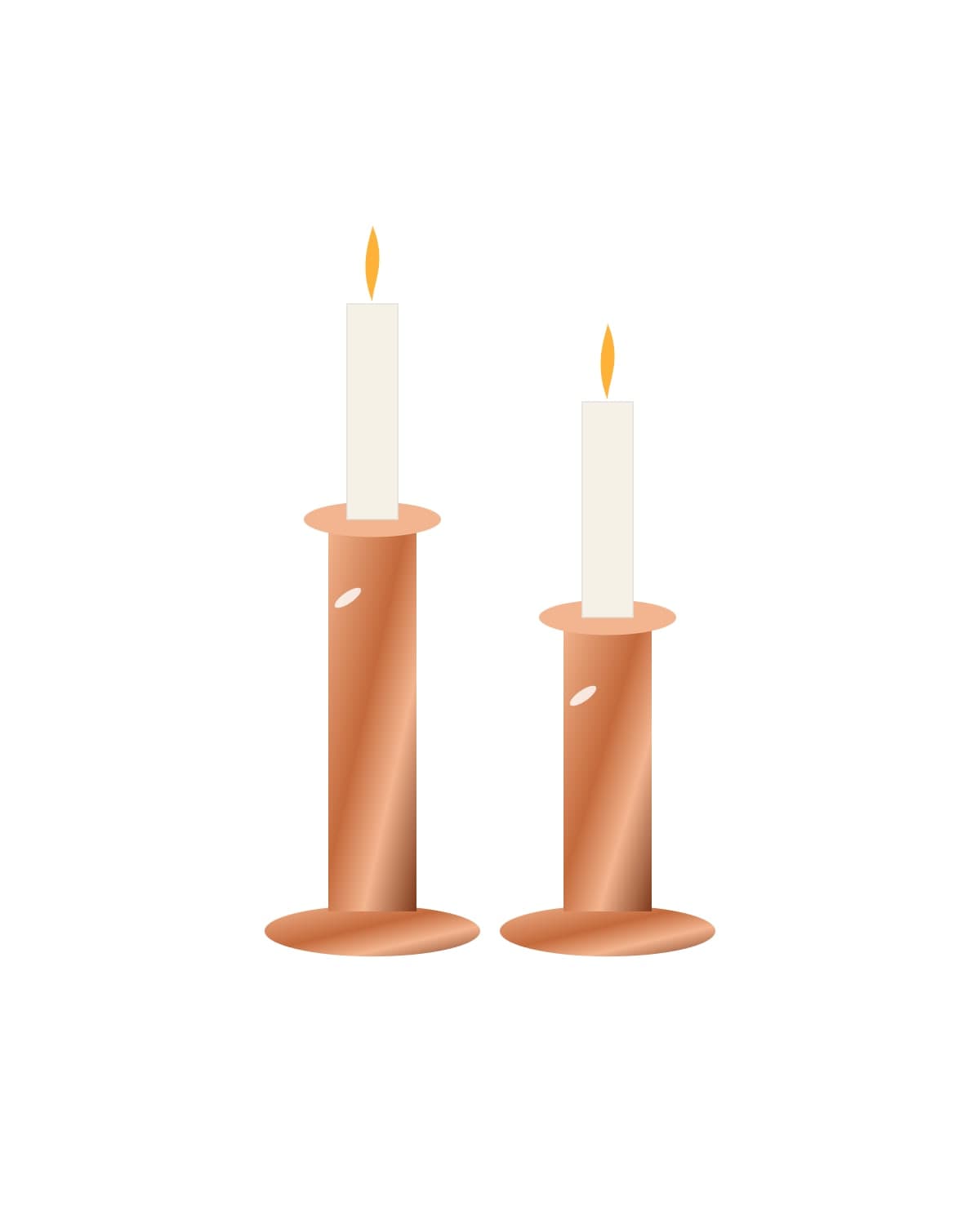 Copper candle holders, pair
