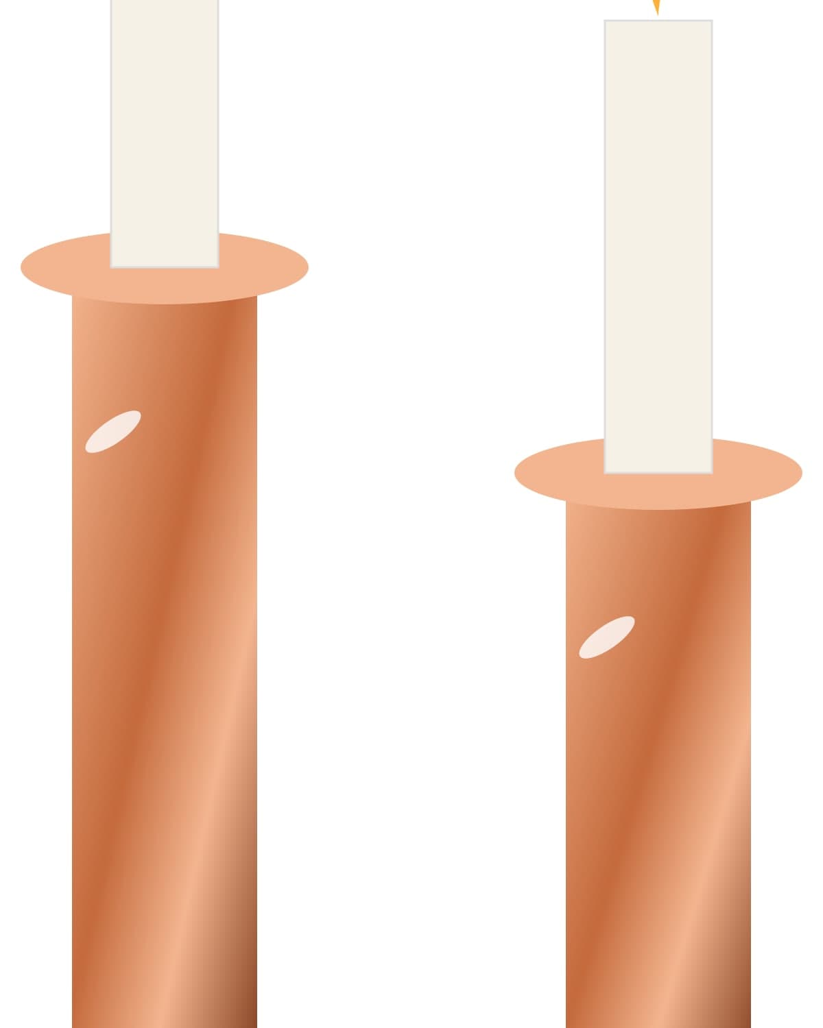 Copper candle holders, pair